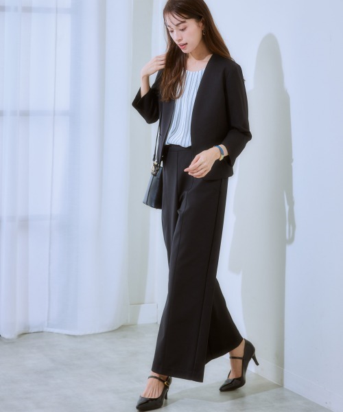 7days Life Styling(セブンデイズライフスタイリング)の「【洗濯機で洗える】 ドビー素材アンサンブルスーツセット(スーツセット・レディース・グレイッシュベージュ/ブラック系・L/M/S/LL)」の11枚目の写真