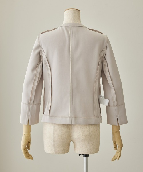 7days Life Styling(セブンデイズライフスタイリング)の「【洗濯機で洗える】 ドビー素材アンサンブルスーツセット(スーツセット・レディース・グレイッシュベージュ/ブラック系・L/M/S/LL)」の5枚目の写真