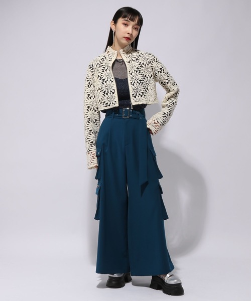 HARE（ハレ）の「レースZIPショートカーディガン(HARE)（カーディガン/ボレロ・レディース・アイボリー/ブラック・FREE）」の3枚目の写真