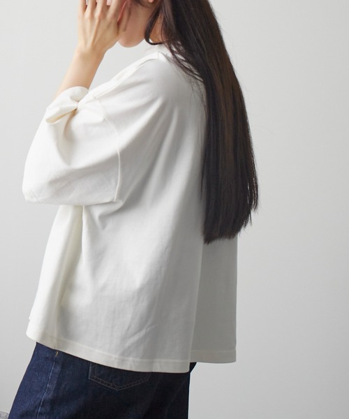 ANOTHER S（アナザーエス）の「綿100%ルーズプルオーバー（Tシャツ/カットソー・レディース・アイボリー/ブラック・M）」の4枚目の写真