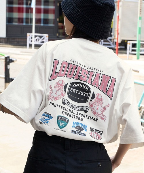 MONO-MART(モノマート)の「ヴィンテージライクスポーツグラフィック ラグラン半袖Tシャツ(Tシャツ/カットソー・レディース・ネイビー系/ネイビー系2/ホワイト系/ブラック系/ブラック系2/チャコール/ワイン/ネイビー/ブラック・M/L)」の3枚目の写真
