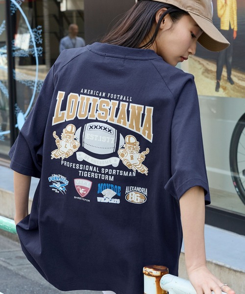 MONO-MART(モノマート)の「ヴィンテージライクスポーツグラフィック ラグラン半袖Tシャツ(Tシャツ/カットソー・レディース・ネイビー系/ネイビー系2/ホワイト系/ブラック系/ブラック系2/チャコール/ワイン/ネイビー/ブラック・M/L)」の8枚目の写真