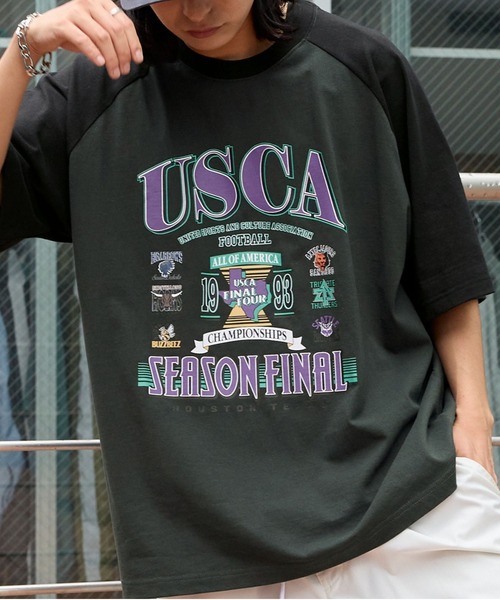 MONO-MART(モノマート)の「ヴィンテージライクスポーツグラフィック ラグラン半袖Tシャツ(Tシャツ/カットソー・レディース・ネイビー系/ネイビー系2/ホワイト系/ブラック系/ブラック系2/チャコール/ワイン/ネイビー/ブラック・M/L)」の7枚目の写真