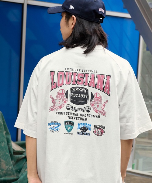 ヴィンテージライクスポーツグラフィック ラグラン半袖Tシャツ（T