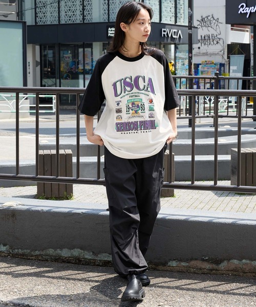 ヴィンテージライクスポーツグラフィック ラグラン半袖Tシャツ