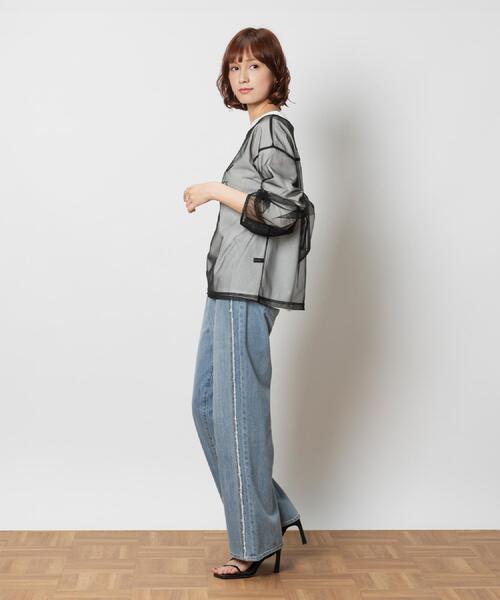 HONEYSUCKLE ROSE（ハニーサックルローズ）の「HONEYSUCKLE ROSE(ハニーサックルローズ)【レディース】チュールレイヤード長袖Tシャツ（Tシャツ/カットソー・レディース・ブラック/ホワイト・M/L）」の13枚目の写真
