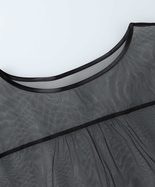 HONEYSUCKLE ROSE（ハニーサックルローズ）の「【HONEYSUCKLE ROSE】チュールレイヤード長袖Tシャツ（アンサンブル・レディース・ブラック/ホワイト・M/L）」の4枚目の写真