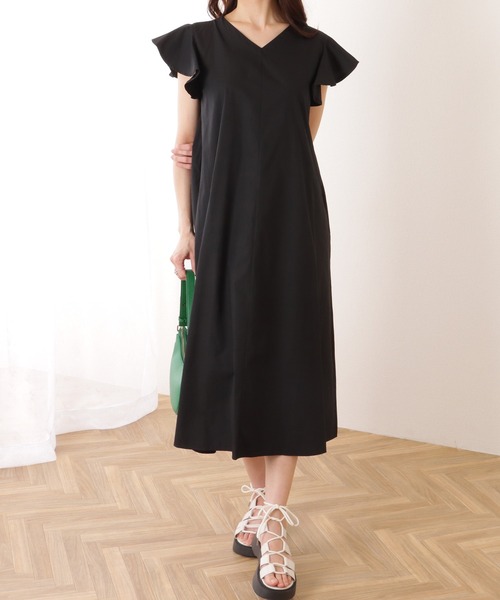 Lace Ladies(レースレディース)の「ラッフル フリル Vネック ロング ワンピース(ワンピース・レディース・ブラック/ベージュ/ピンク・FREE)」の4枚目の写真