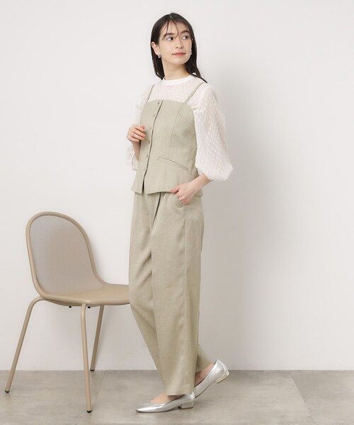 OPAQUE.CLIP(オペークドットクリップ)の「◆セットアップ対応/リネンライクワイドストレートパンツ【洗濯機洗い可】(その他パンツ・レディース・ブラック/ベージュ系その他7・38/42/40)」の9枚目の写真