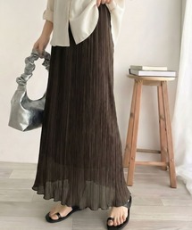 classicalelf（クラシカルエルフ）の「大人の抜け感スタイル ランダム プリーツ 裾メロウ シャイニー シアースカート（スカート）」