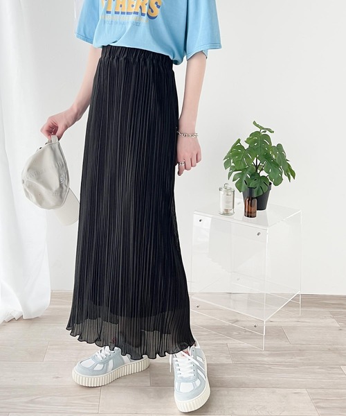 セール】大人の抜け感スタイル ランダム プリーツ 裾メロウ シャイニー