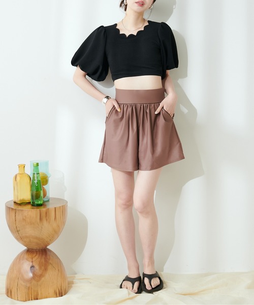 natural couture(ナチュラルクチュール)の「【水着】ハイウエストスタイルアップショーパン(水着・レディース・ブラック/ブラウン・SMALL/MEDIUM)」の20枚目の写真