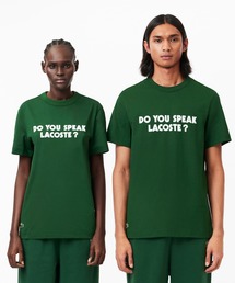 LACOSTE | オーガニックコットン メッセージプリントバインダーネック半袖Tシャツ(Tシャツ/カットソー)