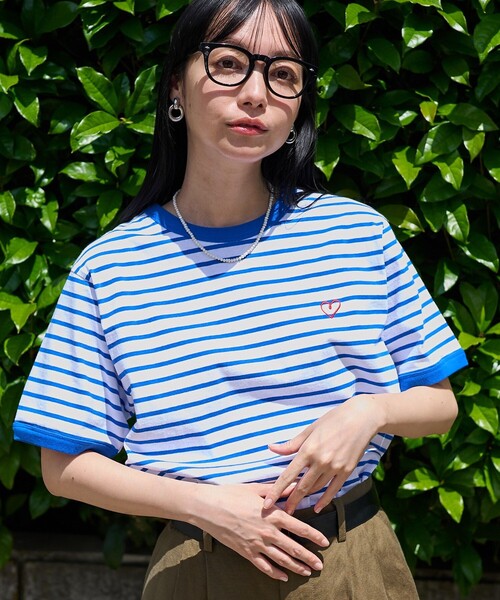 【すぐにお届け】アミパリス定番刺繍ハート ワンポイントTシャツ org.jpg