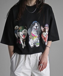 アニマル前後プリントオーバーサイズユニセックスTシャツ
