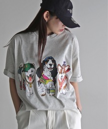 アニマル前後プリントオーバーサイズユニセックスTシャツ