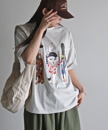 アニマル前後プリントオーバーサイズユニセックスTシャツ