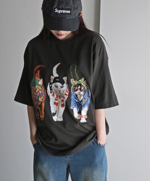 COURO(コウロ)の「アニマル前後プリントオーバーサイズユニセックスTシャツ(Tシャツ/カットソー・レディース・ホワイト/ホワイト系/ブラック系/ブラック/チャコールグレー/チャコール/ライトグレー系/オートミール・M/L/XL)」の6枚目の写真