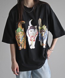 アニマル前後プリントオーバーサイズユニセックスTシャツ