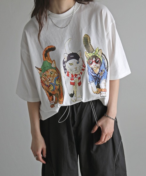 【大人かわいい】新品　フリル　アニマルプリントカットソー白黒　r71 セール】アニマル前後プリントオーバーサイズユニセックスT