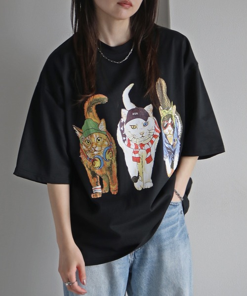 COURO(コウロ)の「アニマル前後プリントオーバーサイズユニセックスTシャツ(Tシャツ/カットソー・レディース・ホワイト/ホワイト系/ブラック系/ブラック/チャコールグレー/チャコール/ライトグレー系/オートミール・M/L/XL)」の15枚目の写真