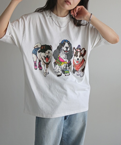 COURO(コウロ)の「アニマル前後プリントオーバーサイズユニセックスTシャツ(Tシャツ/カットソー・レディース・ホワイト/ホワイト系/ブラック系/ブラック/チャコールグレー/チャコール/ライトグレー系/オートミール・M/L/XL)」の20枚目の写真