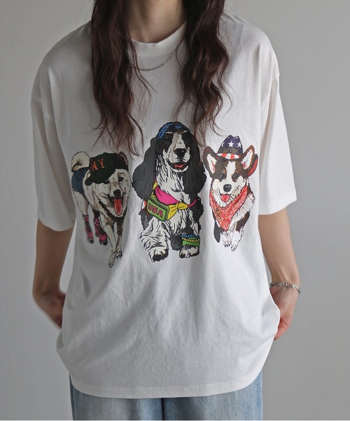 COURO(コウロ)の「アニマル前後プリントオーバーサイズユニセックスTシャツ(Tシャツ/カットソー・レディース・ホワイト/ホワイト系/ブラック系/ブラック/チャコールグレー/チャコール/ライトグレー系/オートミール・M/L/XL)」の19枚目の写真
