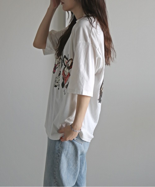 COURO(コウロ)の「アニマル前後プリントオーバーサイズユニセックスTシャツ(Tシャツ/カットソー・レディース・ホワイト/ホワイト系/ブラック系/ブラック/チャコールグレー/チャコール/ライトグレー系/オートミール・M/L/XL)」の18枚目の写真