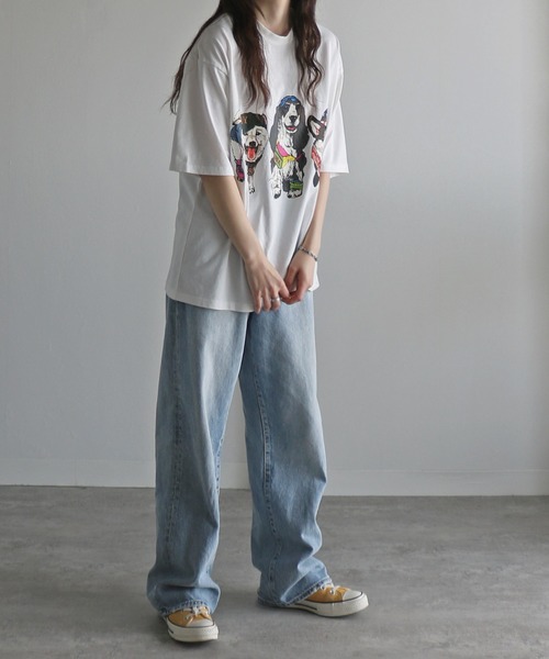 COURO(コウロ)の「アニマル前後プリントオーバーサイズユニセックスTシャツ(Tシャツ/カットソー・レディース・ホワイト/ホワイト系/ブラック系/ブラック/チャコールグレー/チャコール/ライトグレー系/オートミール・M/L/XL)」の16枚目の写真