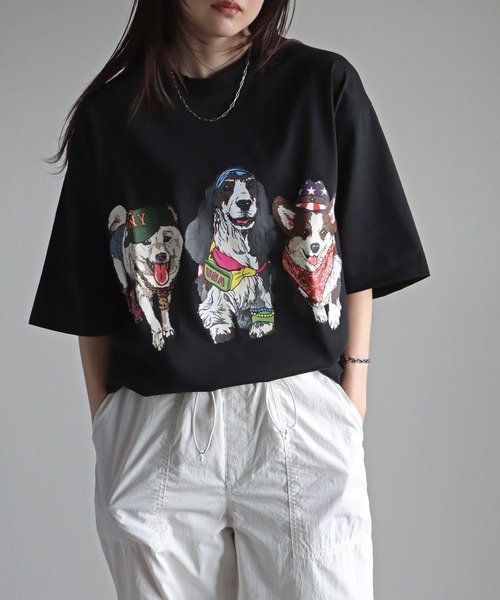 COURO(コウロ)の「アニマル前後プリントオーバーサイズユニセックスTシャツ(Tシャツ/カットソー・レディース・ホワイト/ホワイト系/ブラック系/ブラック/チャコールグレー/チャコール/ライトグレー系/オートミール・M/L/XL)」の11枚目の写真