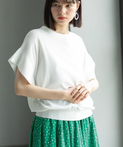 OPAQUE.CLIP（オペークドットクリップ）の「◆UV クールタッチ袖ヒラニット【接触冷感/抗ピル/洗濯機洗い可】（ニット/セーター・レディース・ベージュ/ホワイト/グリーン/ブラック・36/38/40/42）」の5枚目の写真