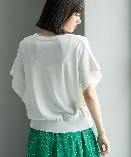 OPAQUE.CLIP（オペークドットクリップ）の「◆UV クールタッチ袖ヒラニット【接触冷感/抗ピル/洗濯機洗い可】（ニット/セーター・レディース・ベージュ/ホワイト/グリーン/ブラック・36/38/40/42）」の9枚目の写真