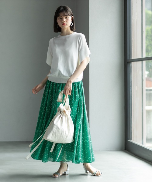 OPAQUE.CLIP（オペークドットクリップ）の「◆UV クールタッチ袖ヒラニット【接触冷感/抗ピル/洗濯機洗い可】（ニット/セーター・レディース・ベージュ/ホワイト/グリーン/ブラック・36/38/40/42）」の11枚目の写真