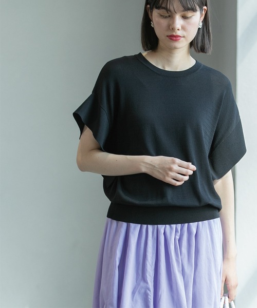 OPAQUE.CLIP（オペークドットクリップ）の「◆UV クールタッチ袖ヒラニット【接触冷感/抗ピル/洗濯機洗い可】（ニット/セーター・レディース・ベージュ/ホワイト/グリーン/ブラック・36/38/40/42）」の13枚目の写真