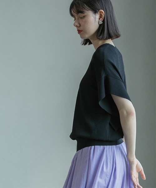 OPAQUE.CLIP（オペークドットクリップ）の「◆UV クールタッチ袖ヒラニット【接触冷感/抗ピル/洗濯機洗い可】（ニット/セーター・レディース・ベージュ/ホワイト/グリーン/ブラック・36/38/40/42）」の14枚目の写真