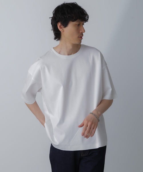 NANO universe（ナノユニバース）の「WEB限定/アンチスメル ルーズクルーネックTシャツ 半袖（Tシャツ/カットソー・メンズ・ブラック/ブルーグレー/ホワイト/グレー系その他4・L/M/S/XL）」の5枚目の写真