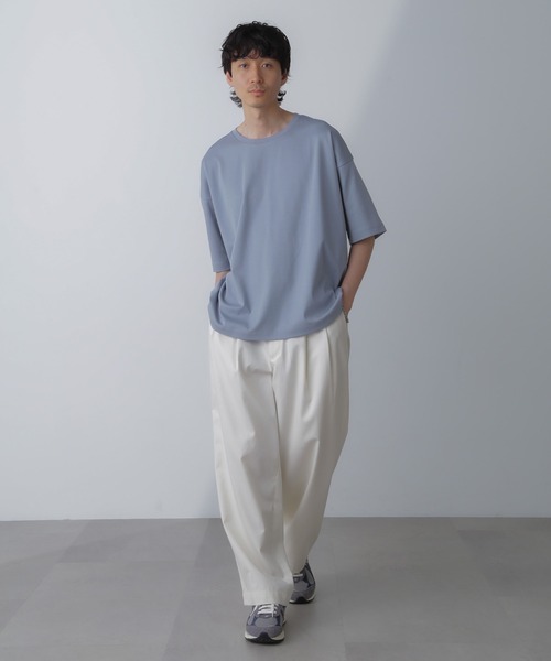 NANO universe（ナノユニバース）の「WEB限定/アンチスメル ルーズクルーネックTシャツ 半袖（Tシャツ/カットソー・メンズ・ブラック/ブルーグレー/ホワイト/グレー系その他4・L/M/S/XL）」の12枚目の写真