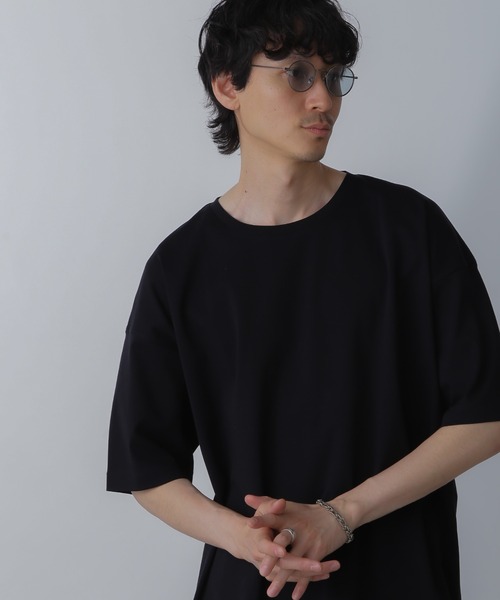 NANO universe（ナノユニバース）の「WEB限定/アンチスメル ルーズクルーネックTシャツ 半袖（Tシャツ/カットソー・メンズ・ブラック/ブルーグレー/ホワイト/グレー系その他4・L/M/S/XL）」の15枚目の写真