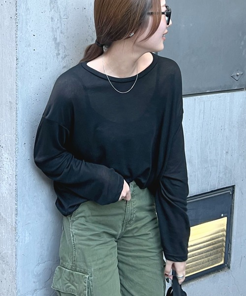 nounless シアートップス 新色追加】スラブ調シアートップス（Tシャツ/カットソー）｜ABYS