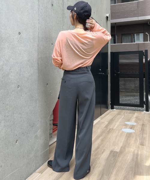 ABYS（アビス）の「【新色追加】スラブ調シアートップス（Tシャツ/カットソー・レディース・オフホワイト/ライトブルー/ピンク/杢グレー/ブルー/ブラック・FREE）」の7枚目の写真