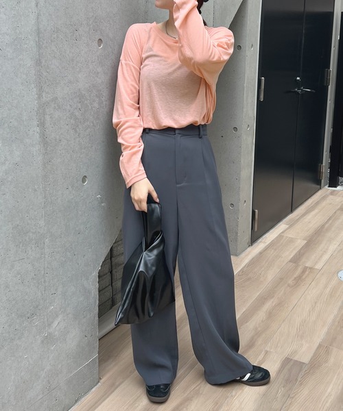 ABYS（アビス）の「【新色追加】スラブ調シアートップス（Tシャツ/カットソー・レディース・オフホワイト/ライトブルー/ピンク/杢グレー/ブルー/ブラック・FREE）」の9枚目の写真