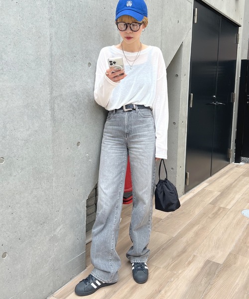 ABYS（アビス）の「【新色追加】スラブ調シアートップス（Tシャツ/カットソー・レディース・オフホワイト/ライトブルー/ピンク/杢グレー/ブルー/ブラック・FREE）」の19枚目の写真