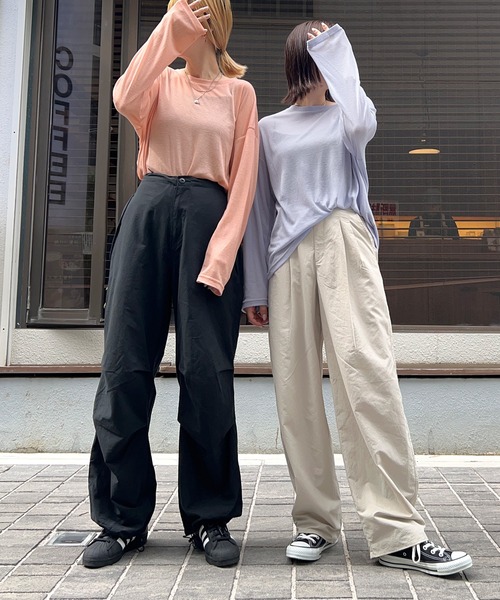 ABYS（アビス）の「【新色追加】スラブ調シアートップス（Tシャツ/カットソー・レディース・オフホワイト/ライトブルー/ピンク/杢グレー/ブルー/ブラック・FREE）」の21枚目の写真