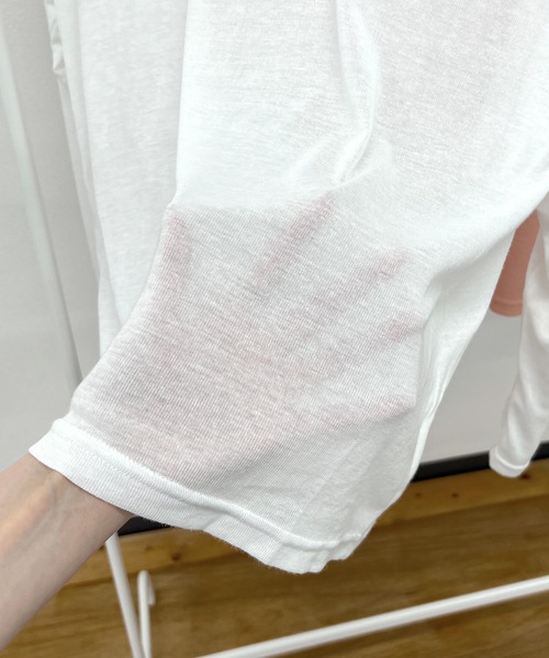 ABYS（アビス）の「【新色追加】スラブ調シアートップス（Tシャツ/カットソー・レディース・オフホワイト/ライトブルー/ピンク/杢グレー/ブルー/ブラック・FREE）」の15枚目の写真