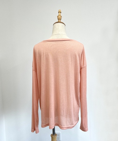 ABYS（アビス）の「【新色追加】スラブ調シアートップス（Tシャツ/カットソー・レディース・オフホワイト/ライトブルー/ピンク/杢グレー/ブルー/ブラック・FREE）」の11枚目の写真