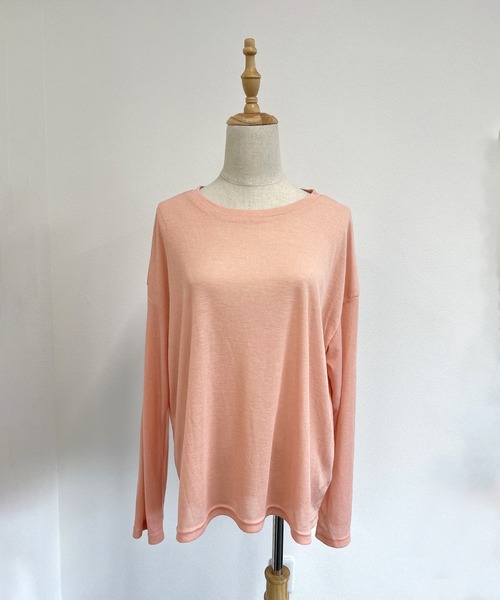 ABYS（アビス）の「【新色追加】スラブ調シアートップス（Tシャツ/カットソー・レディース・オフホワイト/ライトブルー/ピンク/杢グレー/ブルー/ブラック・FREE）」の12枚目の写真