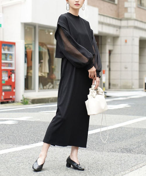 reigram♡　シアードッキングピンタックブザムワンピース anuans（アニュアンス）の「シアードッキングピンタックブザム