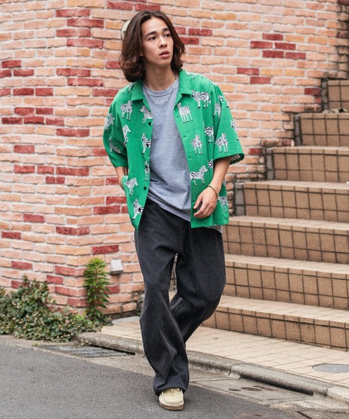 Revo.（レボ）の「Revo. アニマル 総柄プリント オーバーサイズシルエット オープンカラーシャツ/開襟シャツ（シャツ/ブラウス・メンズ・ライトグリーン/ブラック/レオパード/グリーン/マルチ/ブラック系その他/ホワイト・2/1）」の20枚目の写真