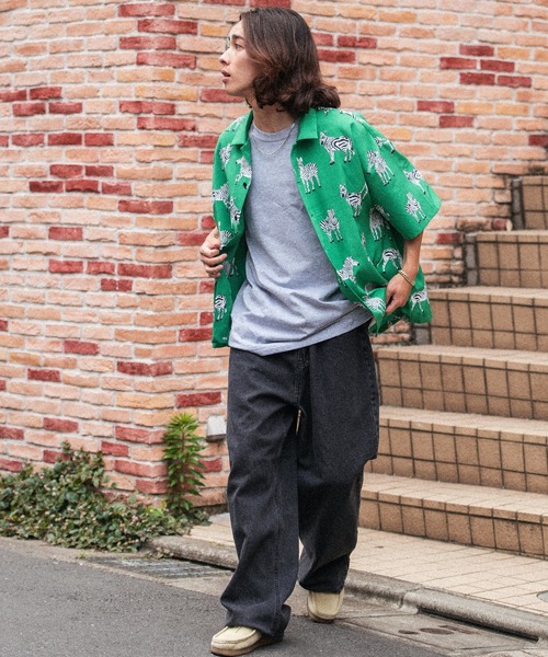 Revo.（レボ）の「Revo. アニマル 総柄プリント オーバーサイズシルエット オープンカラーシャツ/開襟シャツ（シャツ/ブラウス・メンズ・ライトグリーン/ブラック/レオパード/グリーン/マルチ/ブラック系その他/ホワイト・2/1）」の22枚目の写真