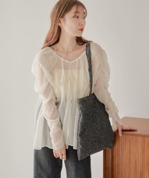 Kastane | 【2サイズ展開/WEB限定カラー/4色展開/前後2WAY】シアーボウタイギャザーブラウス(シャツ/ブラウス)